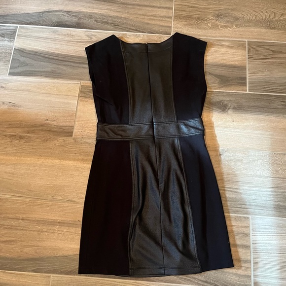 BCBGMaxAzria Black Sleeveless Dress With Faux Leather Detail, Size Medium - Picture 2 of 10